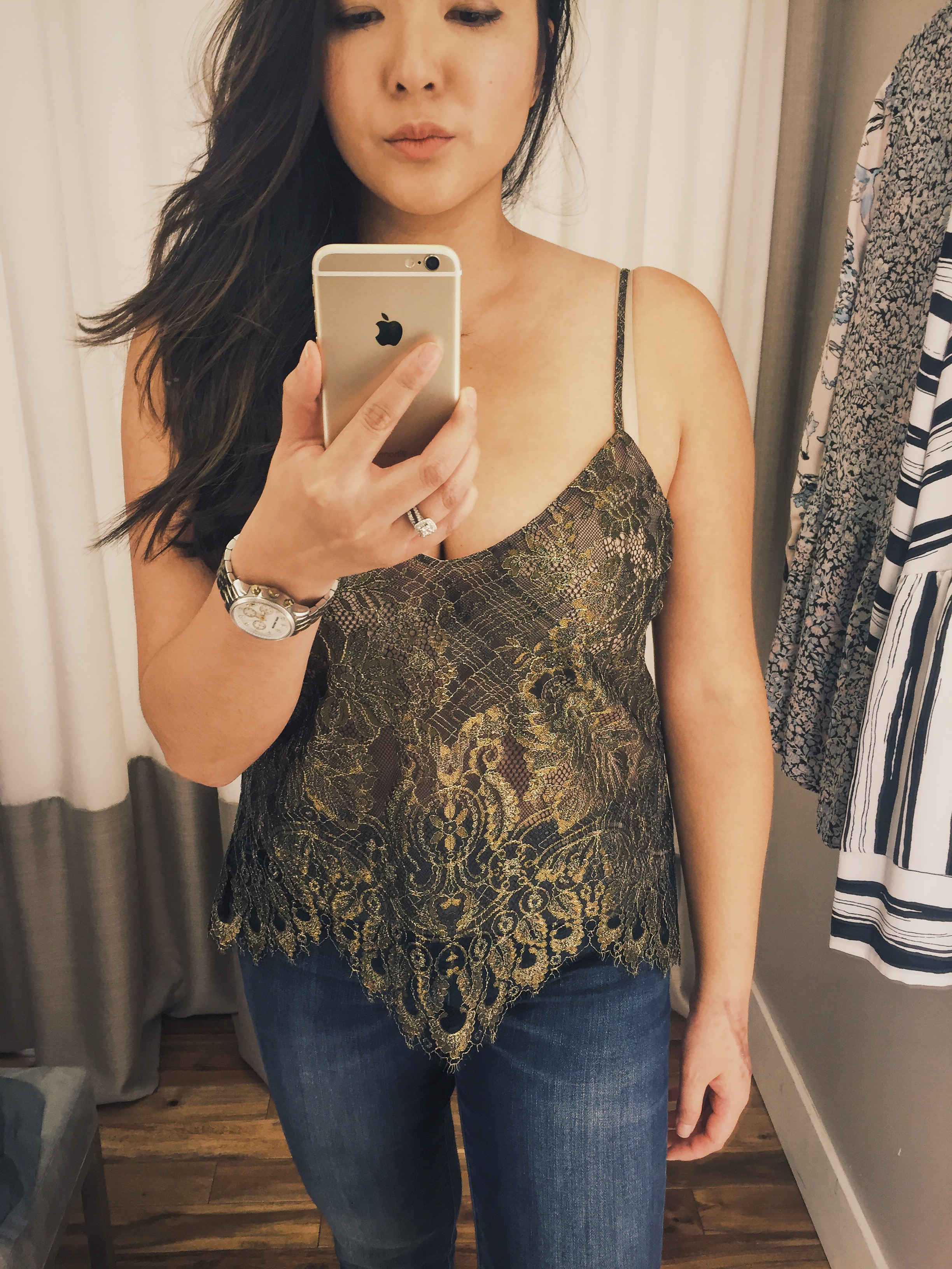 BCBG Sheer Metallic Lace